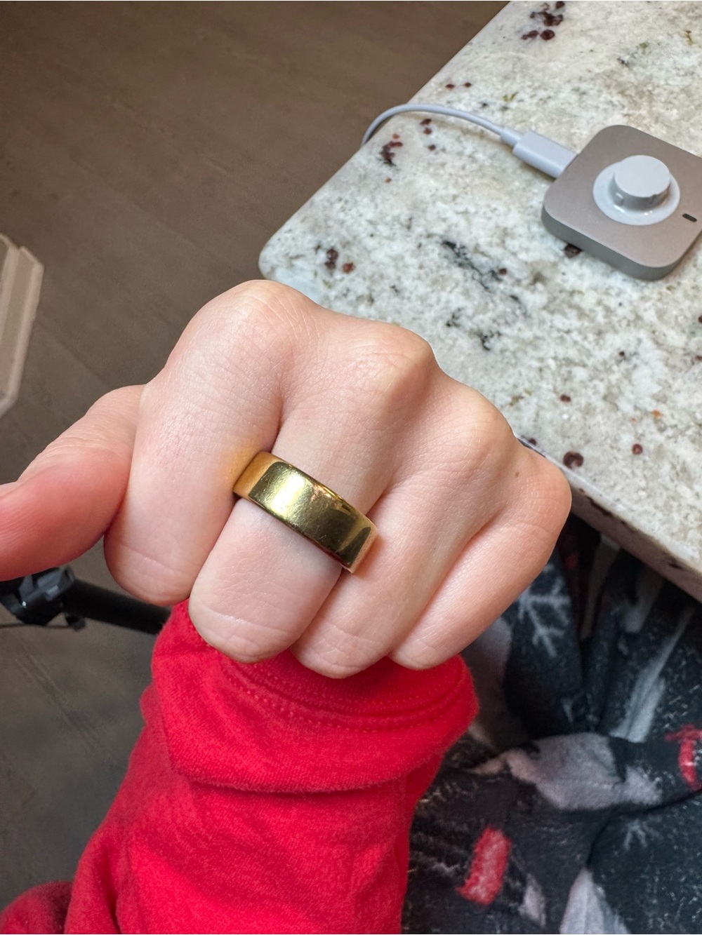 Gold Tone Wide Band OURA Ring - fitness accessory